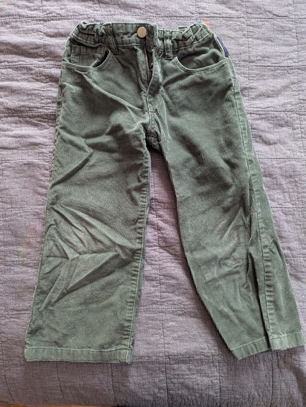 Kids Olive Corduroy Pull-On Pants